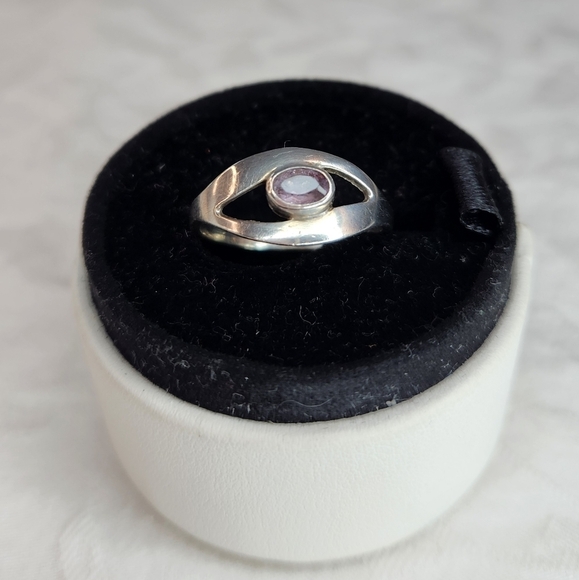 Vintage Jewelry - Vintage silver amethyst evil eye ring